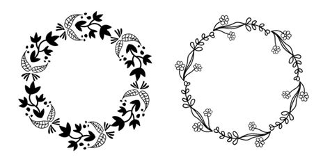 Find the perfect black and white flower stock illustrations from getty images. Floral Handmade Wreaths Vector Set - Engine Templates