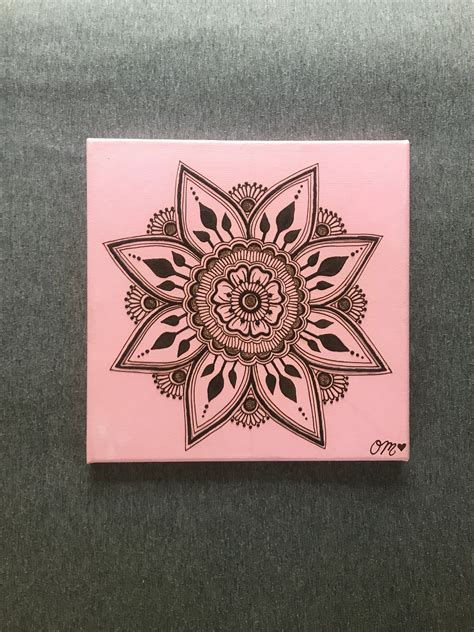 Pink Mandala Canvas Henna Canvas Mehndi Canvas Mandala Art Etsy In