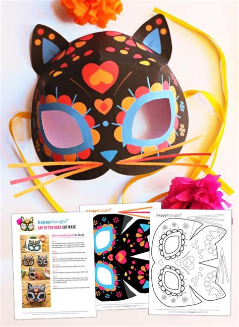 Cafepress brings your passions to life with the perfect item for every occasion. Day of the Dead cat calavera mask template: Dress up ...