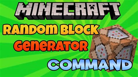 You can choose the random recipe. Minecraft Random Generator Command Block Tutorial (EASY ...