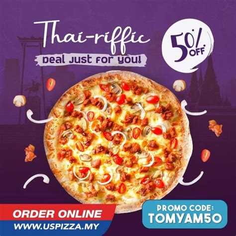 Get your offer and copy the promo code to your clipboard. US Pizza Tomyam Chicken Delite Pizza 50% OFF Promo Code ...