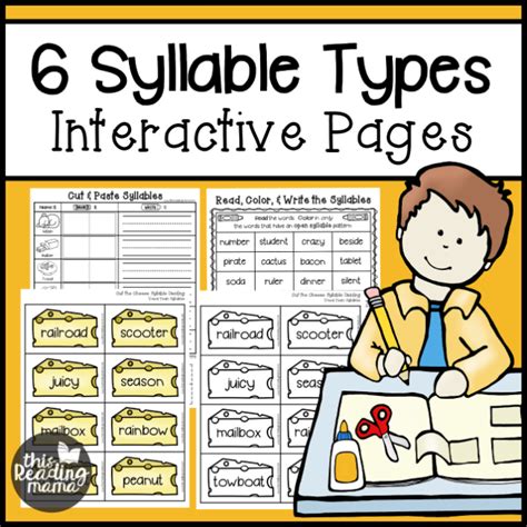 It is essential to break words into syllables when learning to read or working with hard words. 6 Syllable Types Interactive Pages - This Reading Mama
