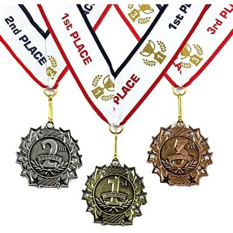 1st 2nd 3rd Place Ten Star Award Medals Piece Set Gold Silver
