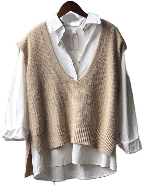 Outwears Spring Sleeveless Sweater Vest Women Jumper V Neck Pullovers