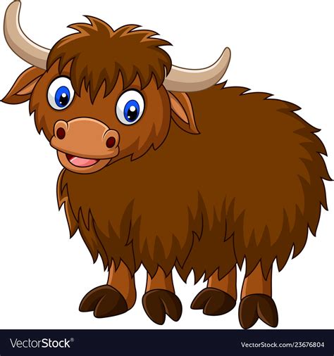 Cartoon happy yak Royalty Free Vector Image - VectorStock
