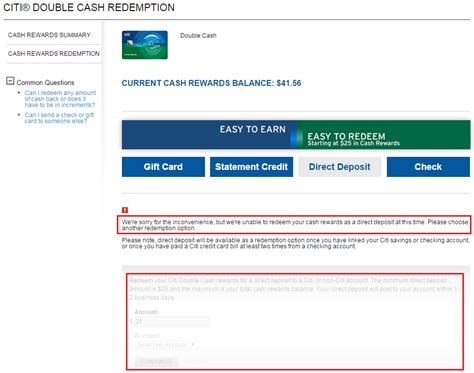 Minimum payments on credit cards: Citi Double Cash Earning Structure and Cash Back Redemption Offers