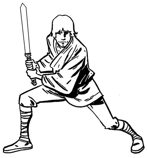 Luke Skywalker with Lightsaber Coloring Page - Free Printable Coloring Pages for Kids