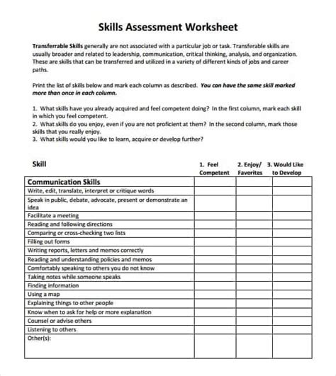 12 Skills Assessment Templates Word Excel Pdf Formats