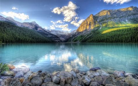 Mountains Forest And Lake Nature Wallpaper