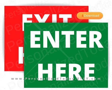 now in our etsy shop enter here and exit here signs printable digital download us letter size