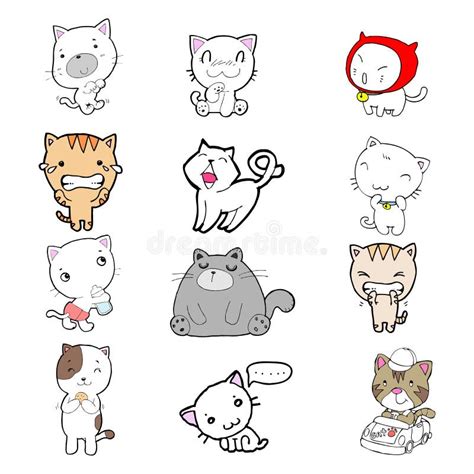 Set Di Vettori Per I Gatti Delle Vignette Graziose Coniglio Cani
