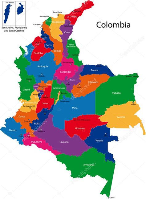 Mapa Da Colômbia — Vetor De Stock © Volina 32471559