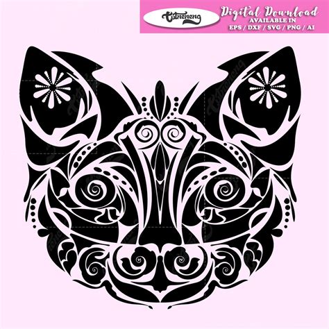 Cat Svg Mandala Svg Cat Cut File Cat Cut Contour File Cat Etsy