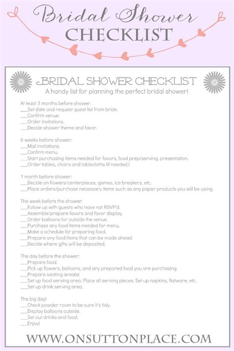 Handy Printable Checklist To Help Plan The Perfect Bridal Shower From