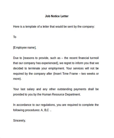 FREE 26+ Sample Notice Letter Templates in PDF | MS Word