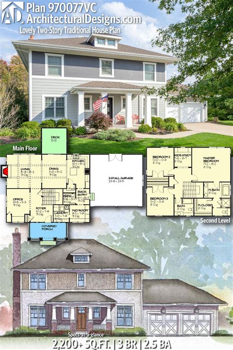 Many homes are built with two story house plans, as 2 story floor plans provide a traditional layout with bedrooms on the second floor and living space below. Plan 970077VC: Lovely Two-Story Traditional House Plan ...