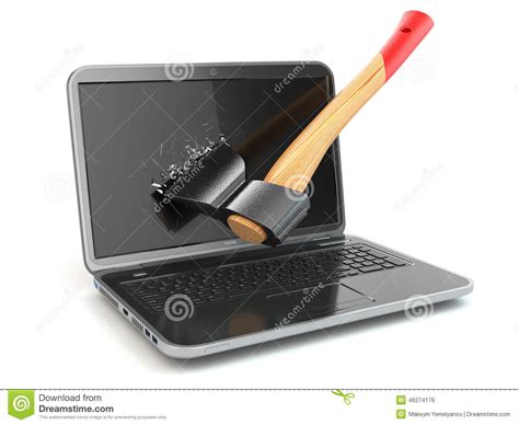 .computer case because sensitive components of computer can get damaged from your body an easy way for a virus to damage hardware is by disrupting the normal operation of a computer's. Laptop Damaged By Axe. Concept Of Anger When Working At ...