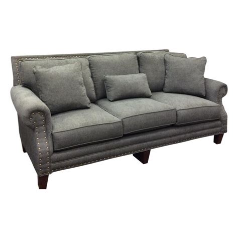 Save 10% on first order, 100% satisfaction guaranteed, & free fabric samples! Contemporary Grey Nailhead Trim Sofa | Chairish