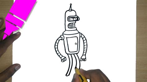 How To Draw Bender Futurama Easy Step By Step Drawing For Kids
