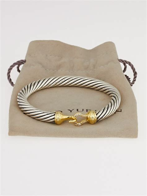 David yurman cable 10mm 10k gold & sterling silver dome bracelet ebay | david yurman 7mm cable bracelet. David Yurman 7mm Sterling Silver and 18k Gold Diamond ...