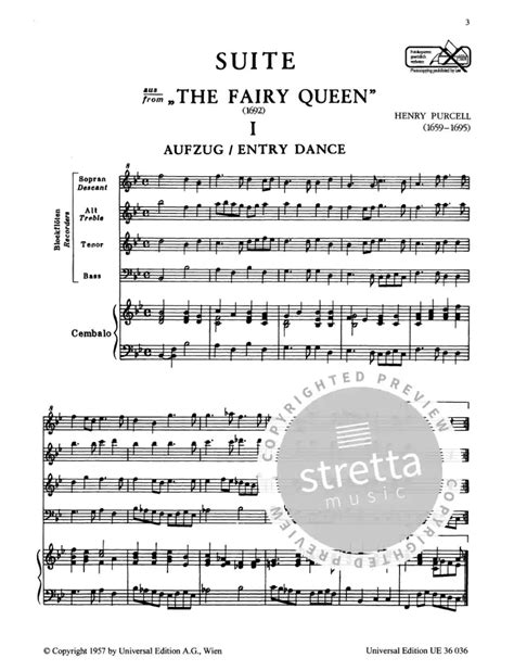 Suite Aus The Fairy Queen Von Henry Purcell Im Stretta Noten Shop