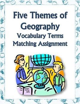 Geography is the study of earth. Five Themes of Geography Vocabulary Matching Assignment