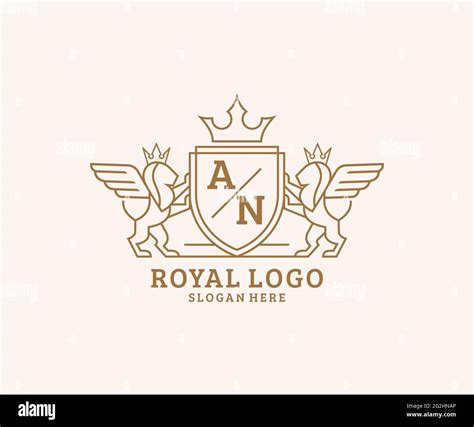 An Letter Lion Royal Luxury Heraldiccrest Logo Template In Vector Art