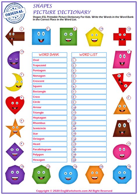 Shapes Printable English Esl Vocabulary Worksheets Engworksheets Gambaran