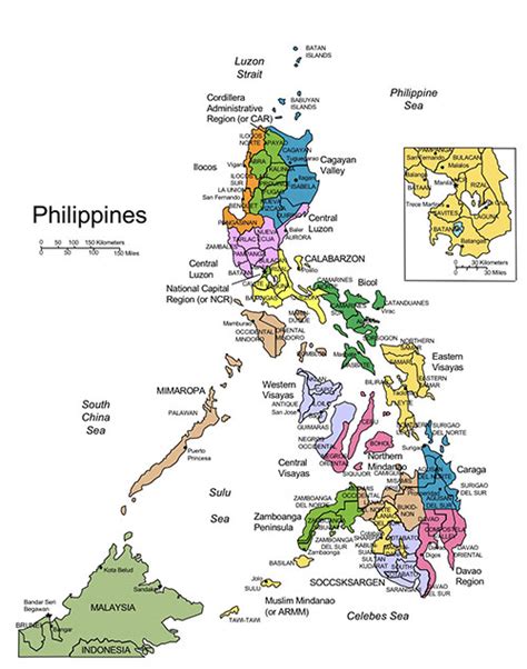 Philippines PowerPoint Map Administrative Districts Capitals MAPS