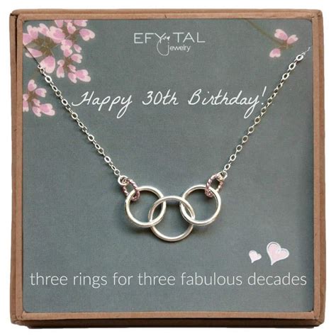 Special and unforgettable gift for anniversary, birthday, wedding, new baby or any other occasion. Efy Tal Jewelry Happy 30th Birthday Gifts for Women Necklace, Sterling Silver 3 Rings Three ...