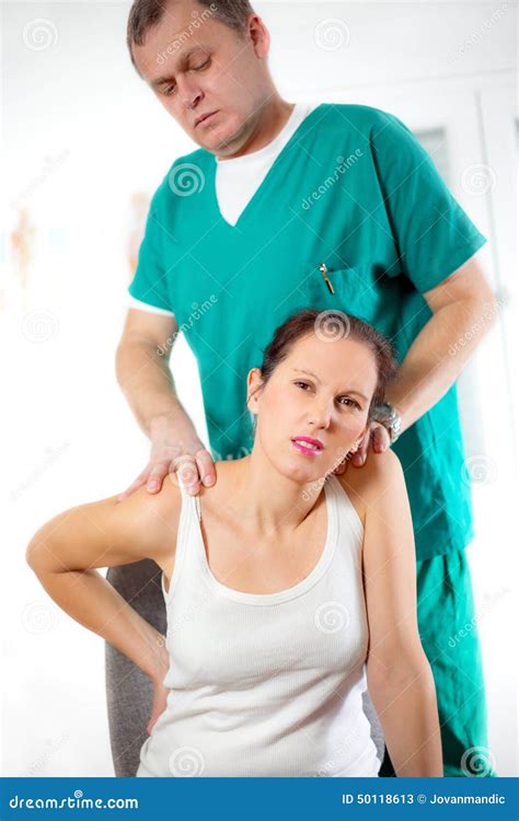 Chiropractor Massage The Female Patient Spine And Back Stock Image Image Of Patient