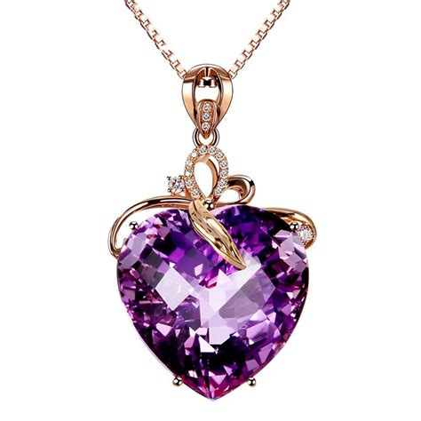Shop Necklaces Pendants Womens Amethystcreated Heart Cubic