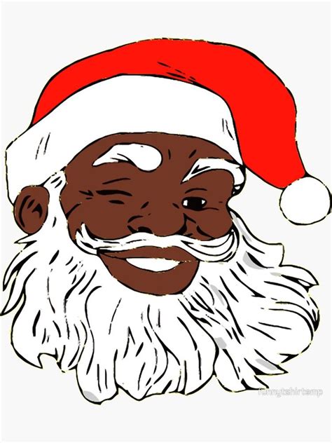 Winking Black Santa Claus Christmas Xmas Sticker By Funnytshirtemp