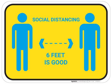 Social Distancing 6 Feet Is Good With Icons Floor Sign Creative