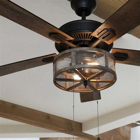 Check spelling or type a new query. 52" Abbigail Woodgrain Caged Farmhouse 5 Blade LED Ceiling ...