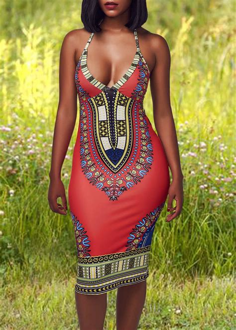 V Neck High Waist Printed Dress Usd 2322 African Clothing Fashion Dresses