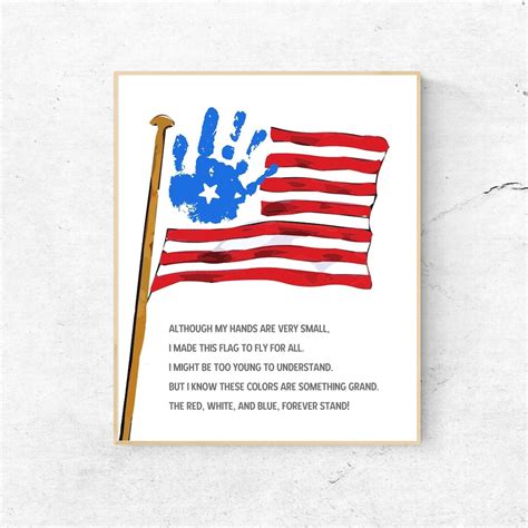 Flag Handprint Craft Flag Poem 4th Of July Independence Day American