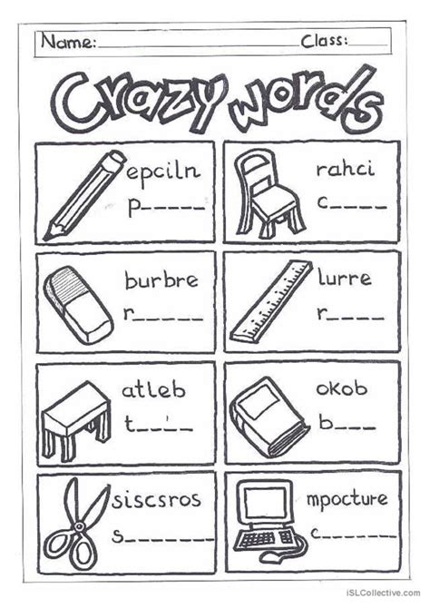 Classroom Objects Worksheet Pdf