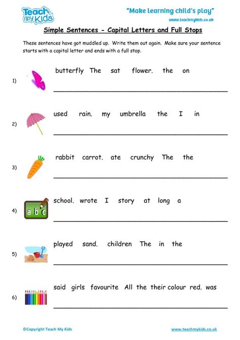 Writing Simple Sentences Worksheet