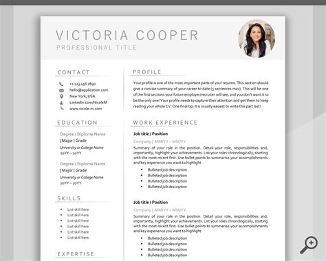 Cv Template Resume Word Professional Resume Template Etsy Singapore