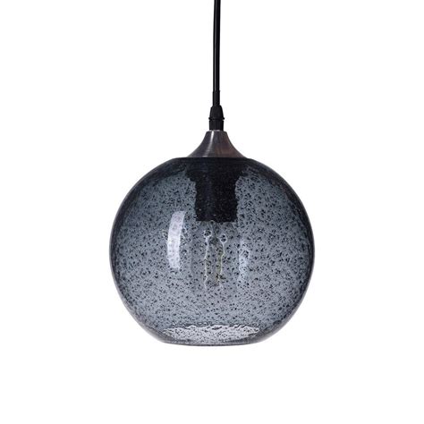 casamotion 7 in w x 7 in h 1 light nickel rustic seeded hand blown glass pendant light with