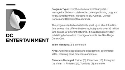 Dc Entertainment Program Overview