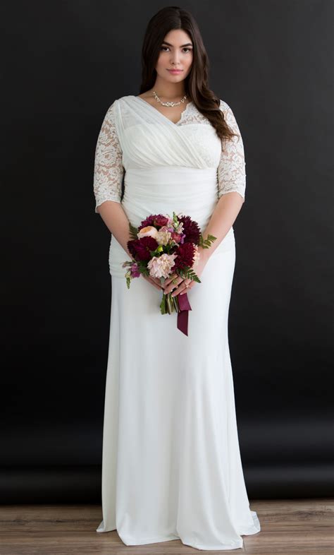 Plus Size Lace Wedding Gown | Half Sleeve Wedding Gown