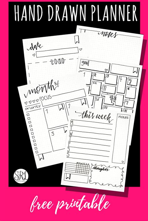 Download the free printable bullet journal pages! Free printable hand drawn bullet journal inserts. Letter ...