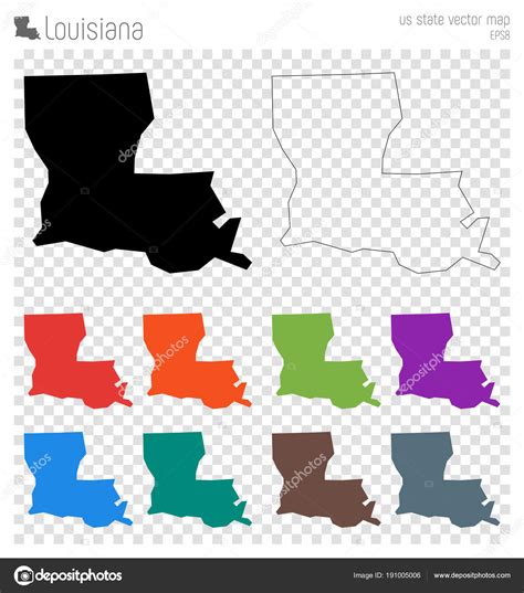 Louisiana High Detailed Map Us State Silhouette Icon Isolated Louisiana