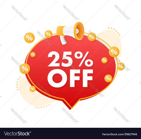 25 Percent Off Sale Discount Banner With Megaphone