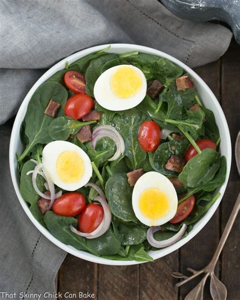 Easy Spinach Salad With Bacon Eggs And Tomatoes That Skinny Chick