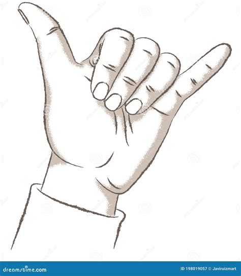 Shaka Hand Gestureretro Stock Vector Illustration Of Silhouette