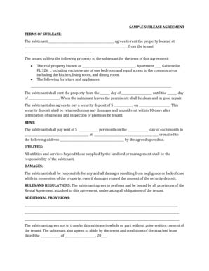 Complete Printable 9 Sublease Agreement Forms Samples Online in PDF | agreement-form-samples.com