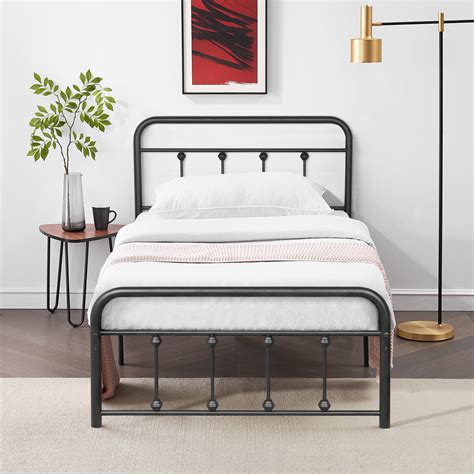 Vecelo Metal Twin Platform Bed Frame With Headboard And Footboard No